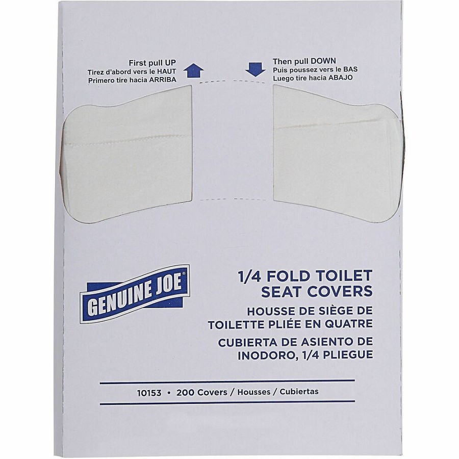 Genuine Joe Quarter-Fold Toilet Seat Covers - 16.73' Width x 14.17' Length - Quarter-fold - For Toilet - White - Paper - 200/Pack - 25 / Carton 