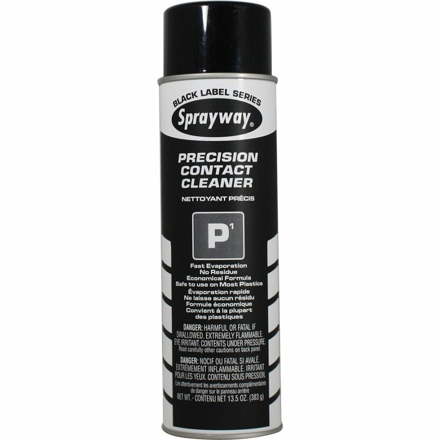 Sprayway P1 Precision Contact Cleaner - For Electrical Contact, Electronic Equipment - 13.50 fl oz - Non-corrosive, Non-staining, Quick Drying, Residue-free - Black - 12 / Carton 