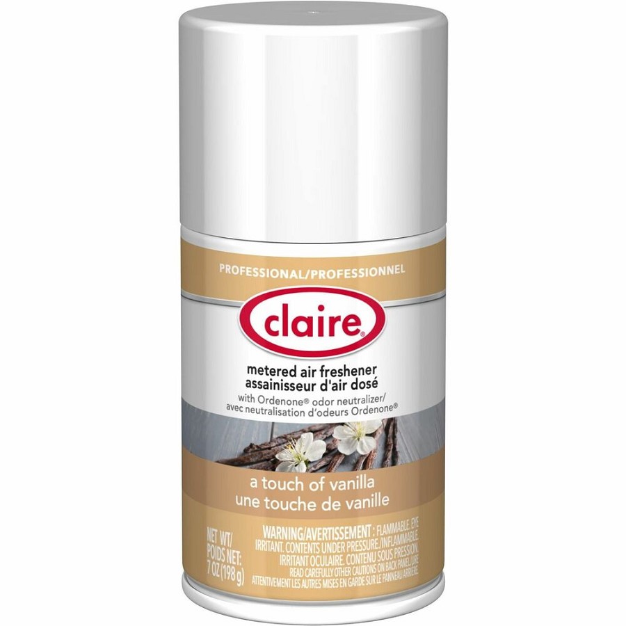 Claire Metered Air Freshener with Ordenone - Aerosol - 6000 ft³ - 7 fl oz (0.2 quart) - Vanilla - 30 Day - Odor Neutralizer - 12 / Carton 