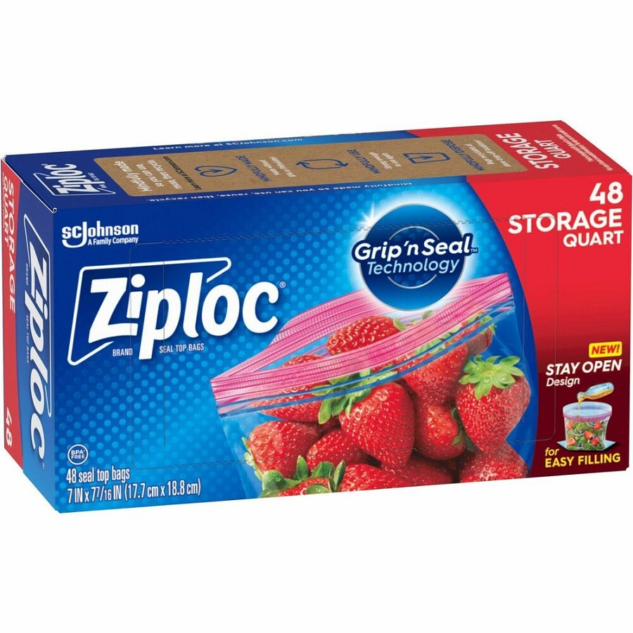 Ziploc Stand-Up Storage Bags - Blue - Kitchen - 48/Box - 9 / Carton 