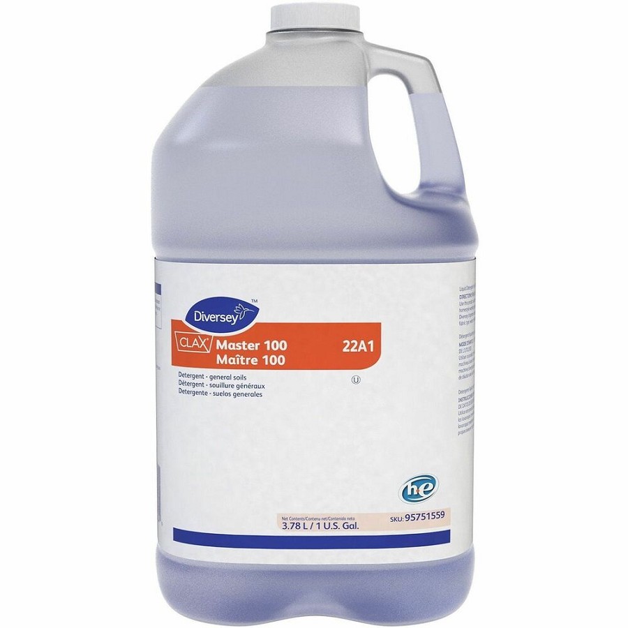 Diversey Clax Master 100 22A1 - For Fabric, Industry, Home - Concentrate - Liquid - 125.1 fl oz (3.9 quart) - 7 pH - Kosher, Odorless, Heavy Duty, Phosphate-free - Clear Blue - 1 Each 