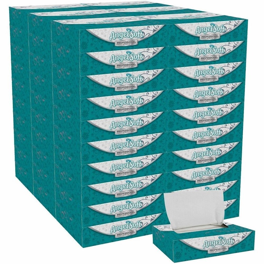 Angel Soft Professional Series Ultra Facial Tissue - 2 Ply - 5' Width x 8' Length - White - Fiber - 60 / Carton 