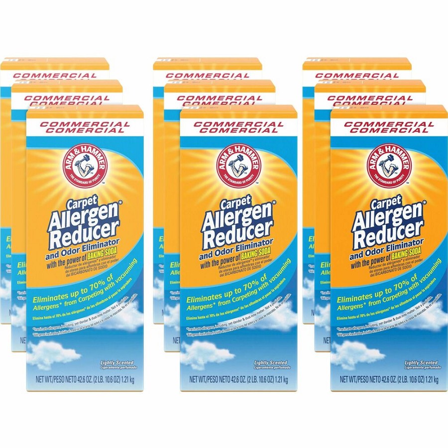 Arm & Hammer Commercial Carpet Allergen Reducer - Concentrate - 42.60 oz (2.66 lb) - Light Scent - White - 9 / Carton 