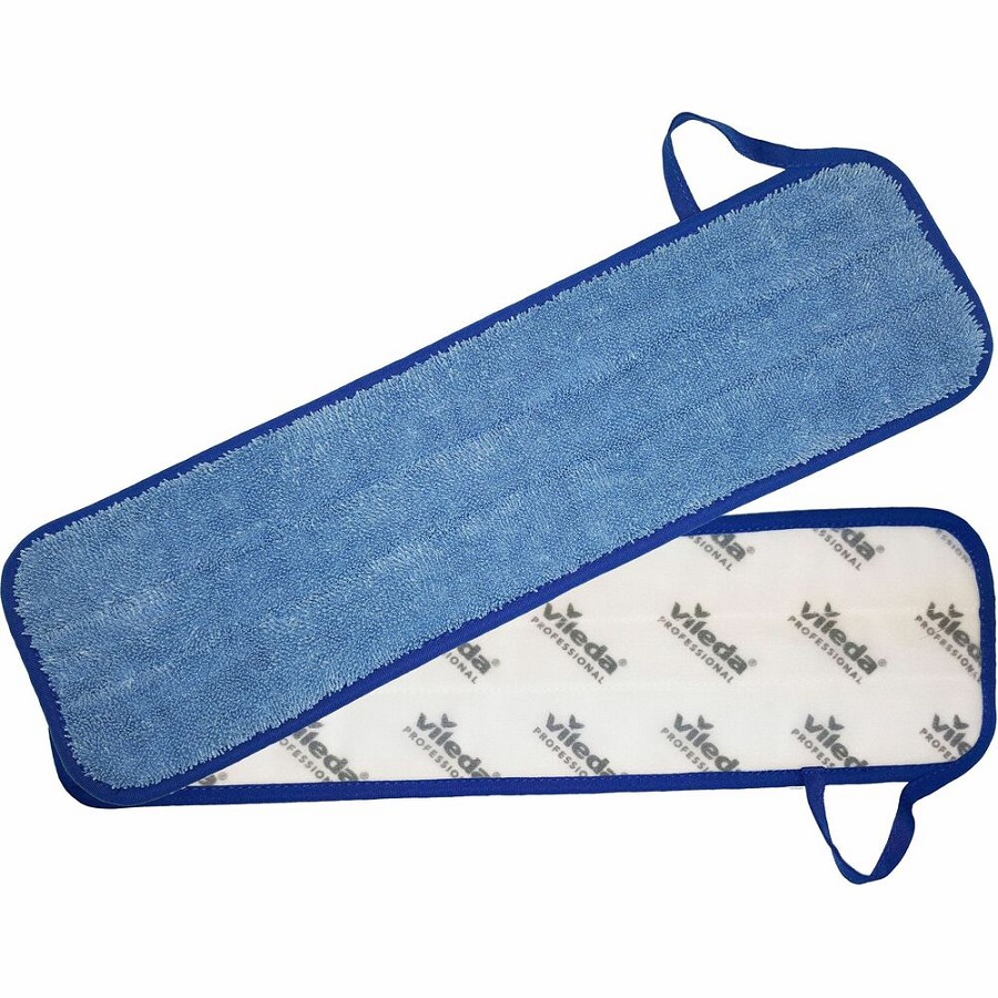 Vileda Professional Hook-and-Loop Wet Mop Pad - 6' Width x 21' Length - Polyester - Blue - 1 Each 