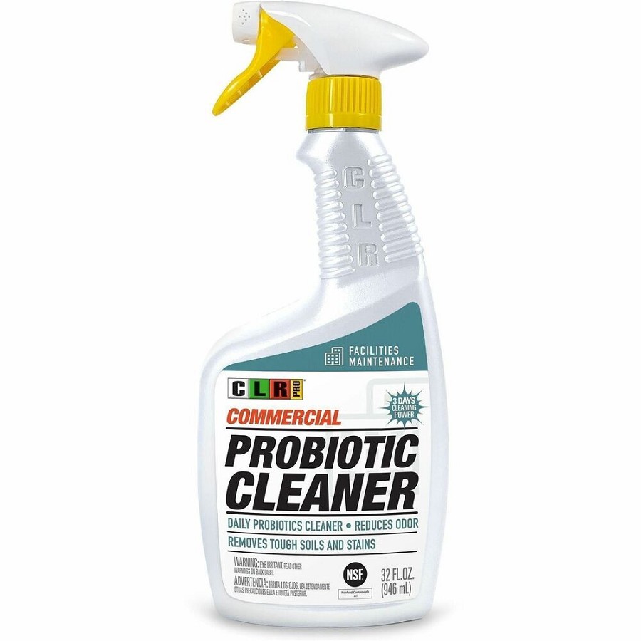 CLR Pro Commercial Probiotic Cleaner - For Commercial, Multipurpose - Spray - 32 fl oz (1 quart) - Lemon Scent - Colorless - 6 / Carton 