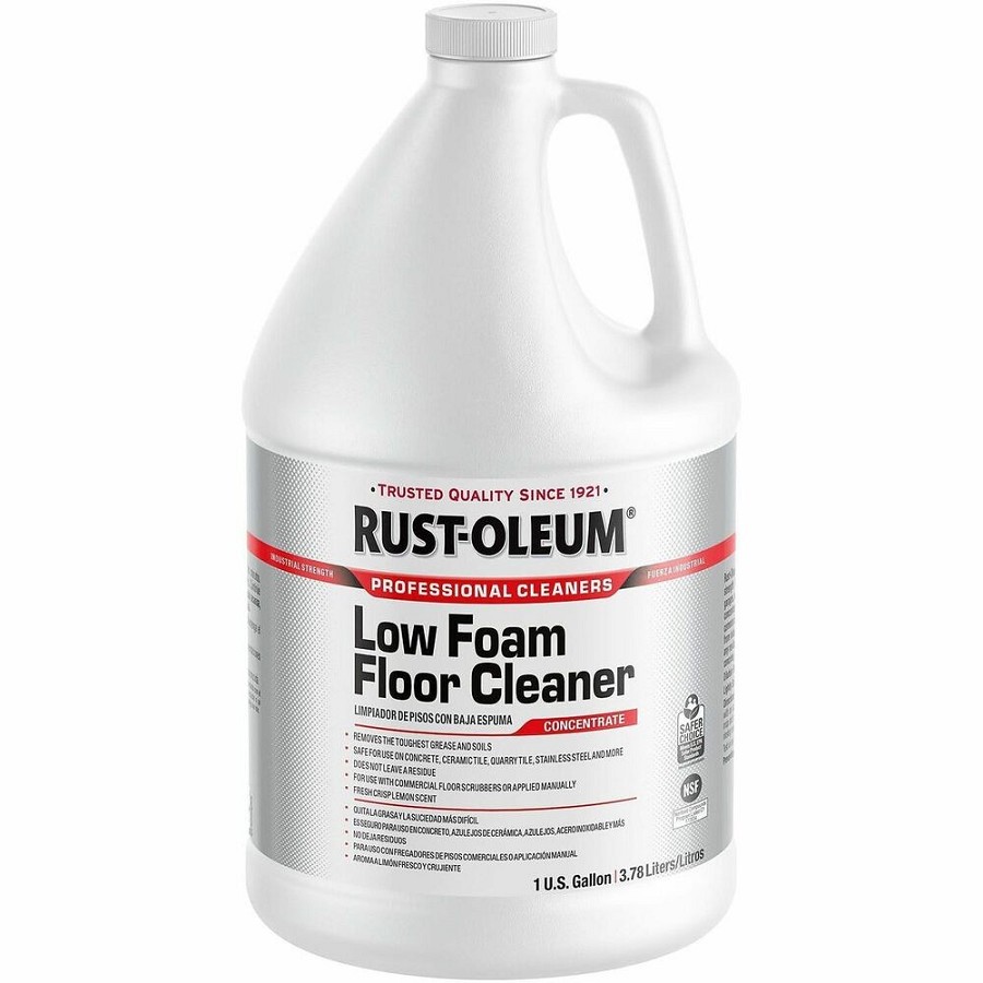 Rust-Oleum Pro Heavy-Duty Low-Foam Floor Cleaner - For Multi Surface, Multipurpose - Concentrate - 128 fl oz (4 quart) - 10.8 to 11.5 pH - Lemon Scent - Recommended For: Grease Remover, Oil Remover, Soil Remover - Low Foaming, Residue-free - Clear - 1 Eac 