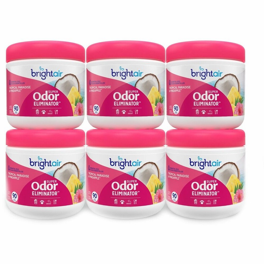 Bright Air Super Odor Eliminator Air Freshener - 14 fl oz (0.4 quart) - Tropical Paradise & Pineapple - 90 Day - Cruelty-free, Phthalate-free, Triclosan-free, BHT Free - 6 / Carton 