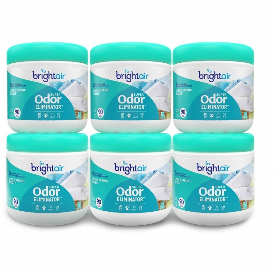 Bright Air Super Odor Eliminator Air Freshener - 14 fl oz (0.4 quart) - Linen & Spring Breeze - 90 Day - Cruelty-free, Phthalate-free, Triclosan-free, BHT Free - 6 / Carton 