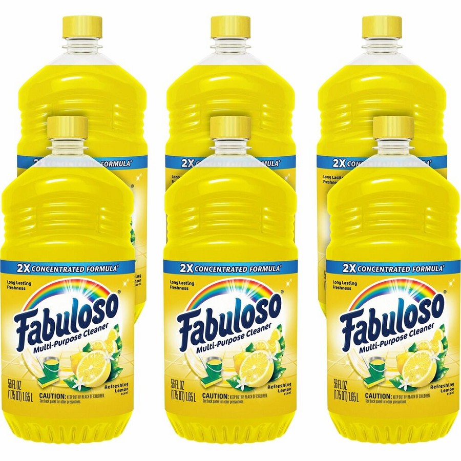 Fabuloso Multi-Purpose Cleaner - For Multipurpose, Multi Surface - Concentrate - 56 fl oz (1.8 quart) - Refreshing Lemon Scent - Rinse-free, Residue-free, Long Lasting, Pleasant Scent - Yellow - 6 / Carton 