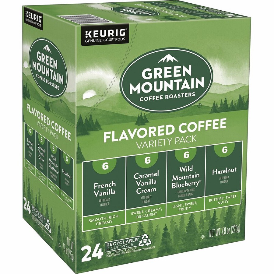 Green Mountain Coffee Roasters K-Cup Variety Sampler Coffee Pack - Compatible with Keurig Brewer - Light - 24 K-Cup - K-Cup - French Vanilla, Caramel Vanilla Cream, Wild Mountain Blueberry, Hazelnut, Savory, Sweet, Rich Vanilla Cream, Buttery Caramel, Cre 