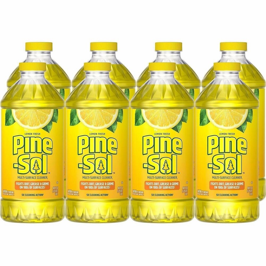 Pine-Sol Multi-Surface Cleaner - For Multi Surface - Concentrate - Liquid - 40 fl oz (1.3 quart) - Lemon Fresh Scent - Deodorize, Disinfectant, Dilutable - Yellow - 8 / Carton 