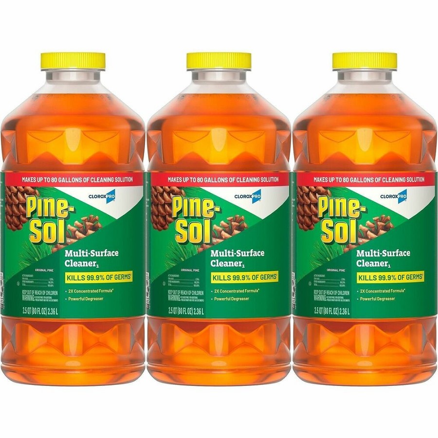 CloroxPro Pine-Sol Multi-Surface Cleaner - For Multi Surface - Concentrate - Liquid - 80 fl oz (2.5 quart) - Original Pine Scent - Deodorize, Disinfectant, Dilutable - Yellow - 3 / Carton 