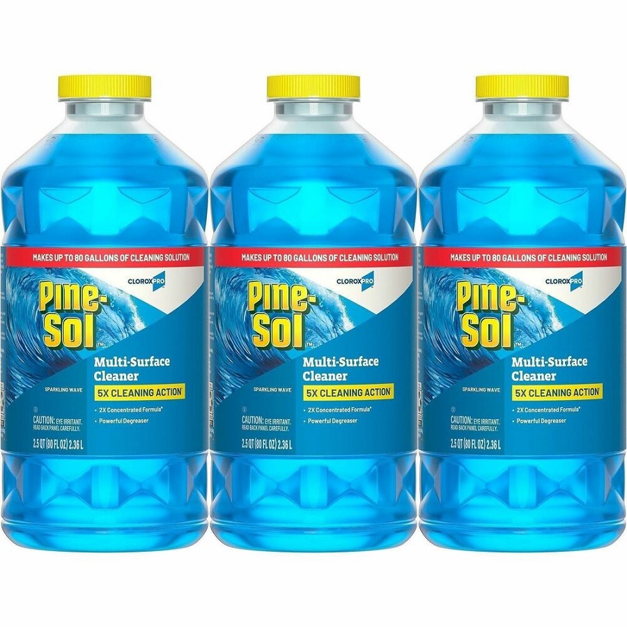 CloroxPro Pine-Sol Multi-Surface Cleaner - For Multi Surface - Concentrate - Liquid - 80 fl oz (2.5 quart) - Sparkling Wave Scent - Deodorize, Disinfectant, Dilutable - Blue - 3 / Carton 