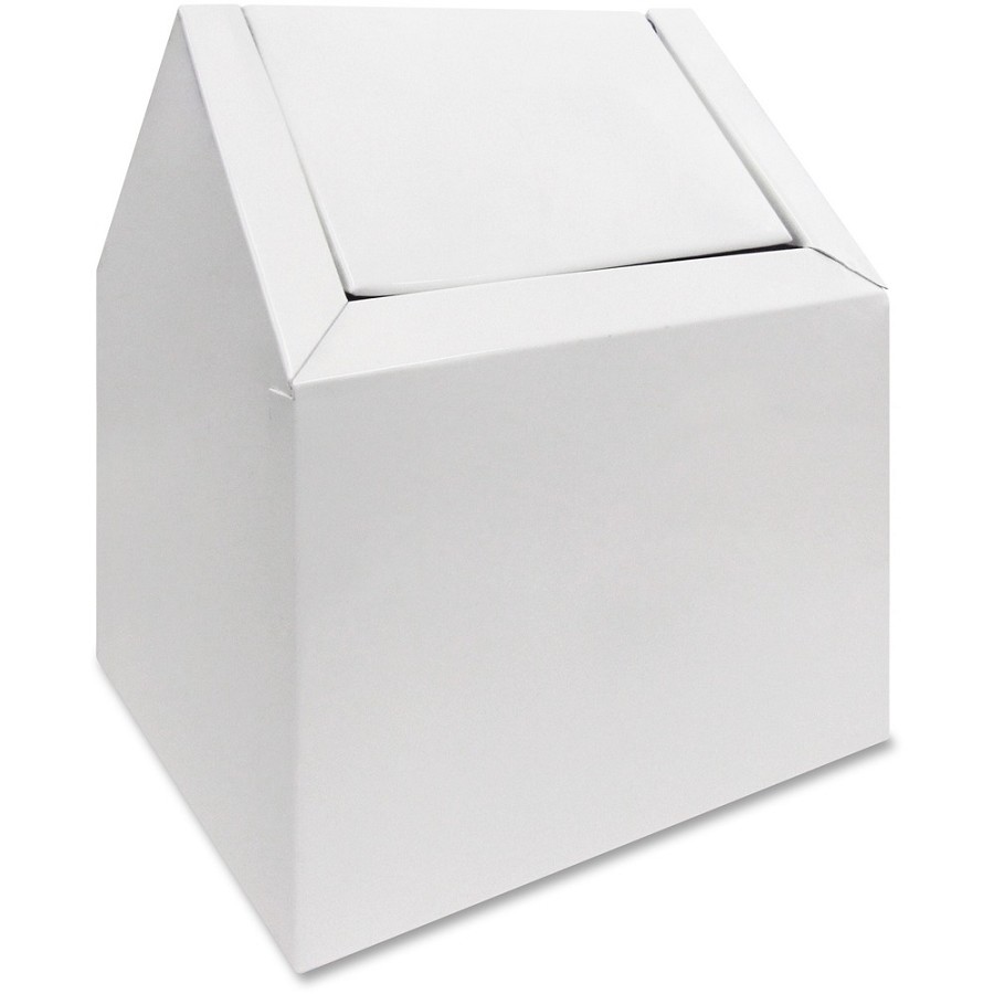 Hospeco Swing Entry Menstrual Care Product Waste Receptacle - Swing Lid - Metal - White - 1 Each 