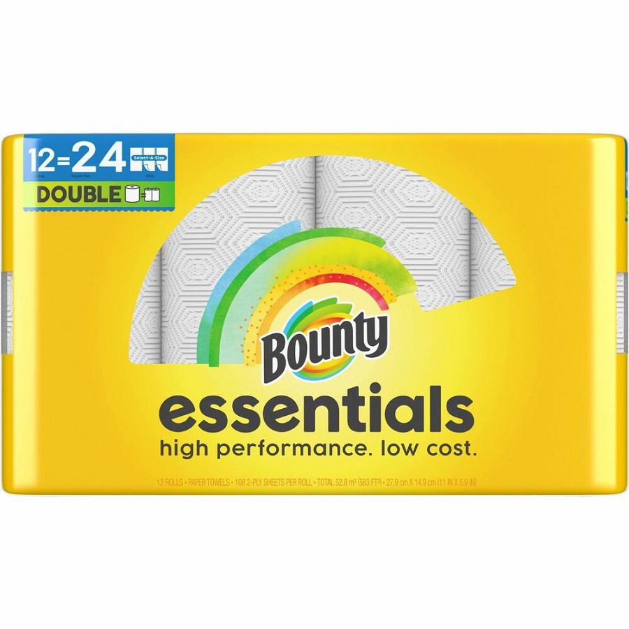 Bounty Essentials Paper Towels - 108 Sheets/Roll - Yellow - 12 Rolls Per CartonCarton - 1 Carton 