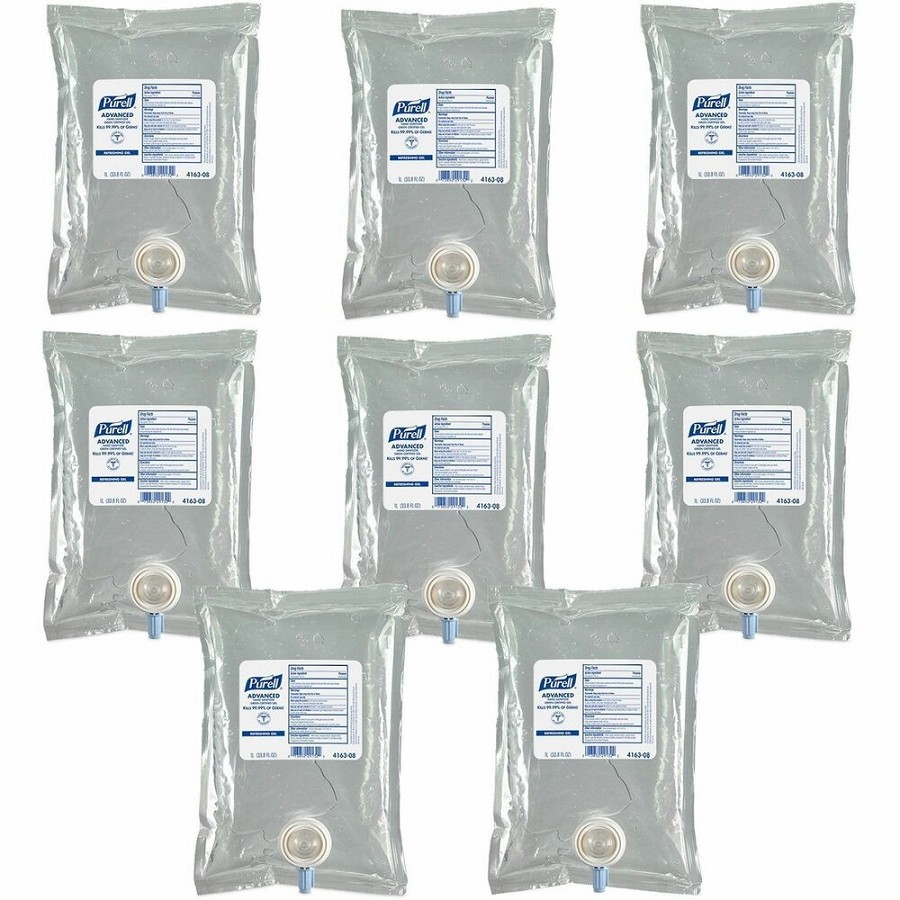 PURELL Advanced Hand Sanitizer Gel Refill - 1.06 quart - Kill Germs - Hand, Restroom - Clear - Bio-based, Preservative-free, Dye-free, Triclosan-free, Paraben-free, Phthalate-free, Hygienic, Fragrance-free - 8 / Carton 