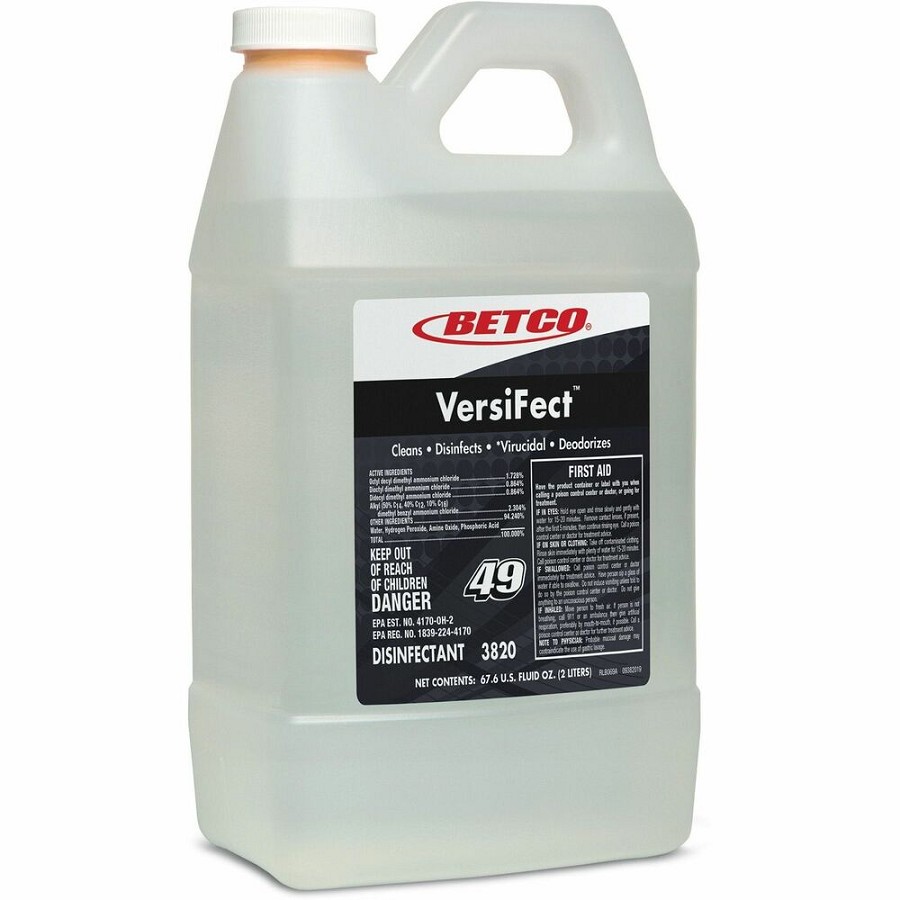 Betco VersiFect FastDraw Disinfectant/Virucide - For Multi Surface, Multipurpose - Concentrate - Liquid - 67.6 fl oz (2.1 quart) - 2 to 8 pH - Fresh Scent - Disinfectant, Deodorize, Virucidal - Black, Clear - 1 Each 