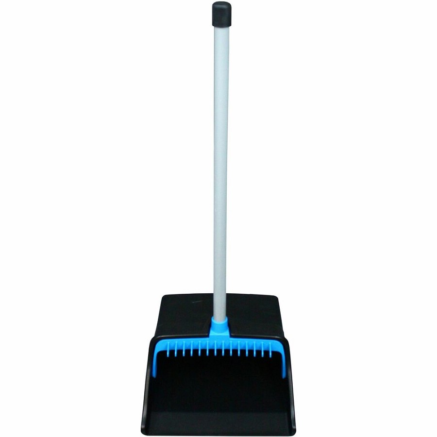 Genuine Joe Lobby Dust Pan - 11.50' Wide - Polyvinyl Chloride (PVC) Handle - Blue, Black - 1 Each 
