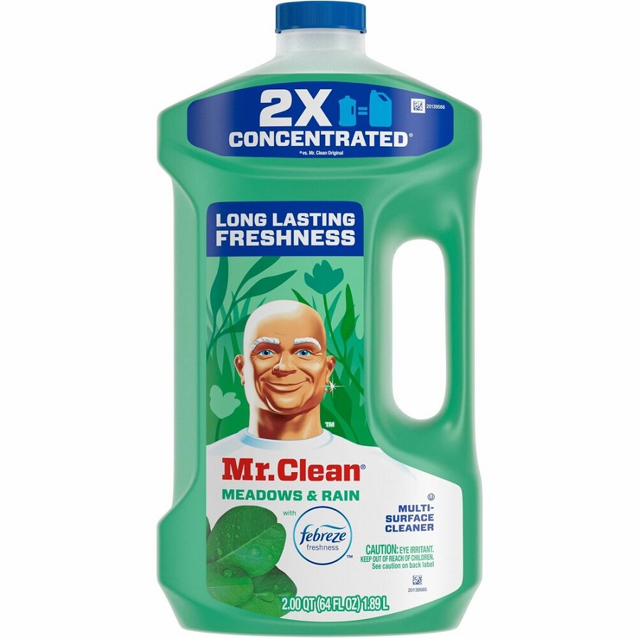 Mr. Clean Multi-Surface Cleaner - For Multi Surface, Multipurpose - Concentrate - Liquid - 64 fl oz (2 quart) - Meadows & Rain Scent - Long Lasting, Phosphate-free - Green - 4 / Carton 