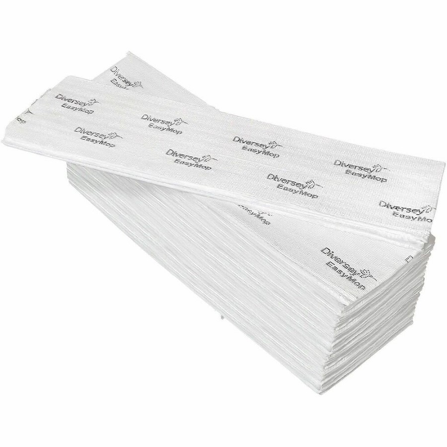 TASKI EasyMop Single-Use Mop Pads - 16' Width x 5' Depth - Disposable - White - 0.82 oz - 10 / Carton 