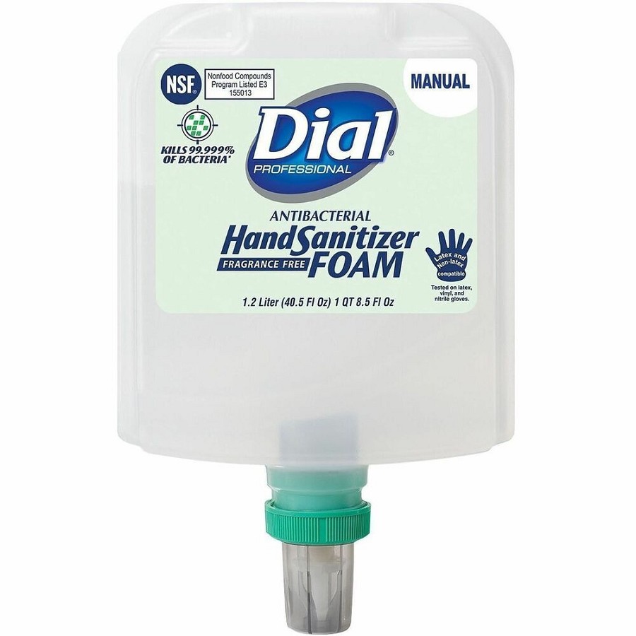 Dial Hand Sanitizer Foam Refill - 1.27 quart - Bacteria Remover - Hand - White - Hypoallergenic, Fragrance-free, Dye-free - 3 / Carton 