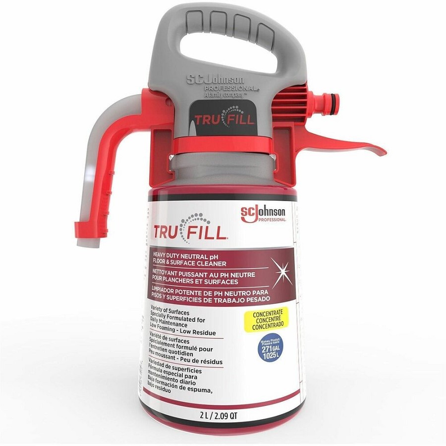 TruFill Floor Cleaner Dispensing System - For Multi Surface, Multipurpose - Concentrate - Liquid - 67.6 fl oz (2.1 quart) - 7.53 to 8.53 pH - Fresh Scent - Recommended For: Scratch Remover, Scuff Mark Remover, Black Mark Remover - Spill Resistant, Heavy D 