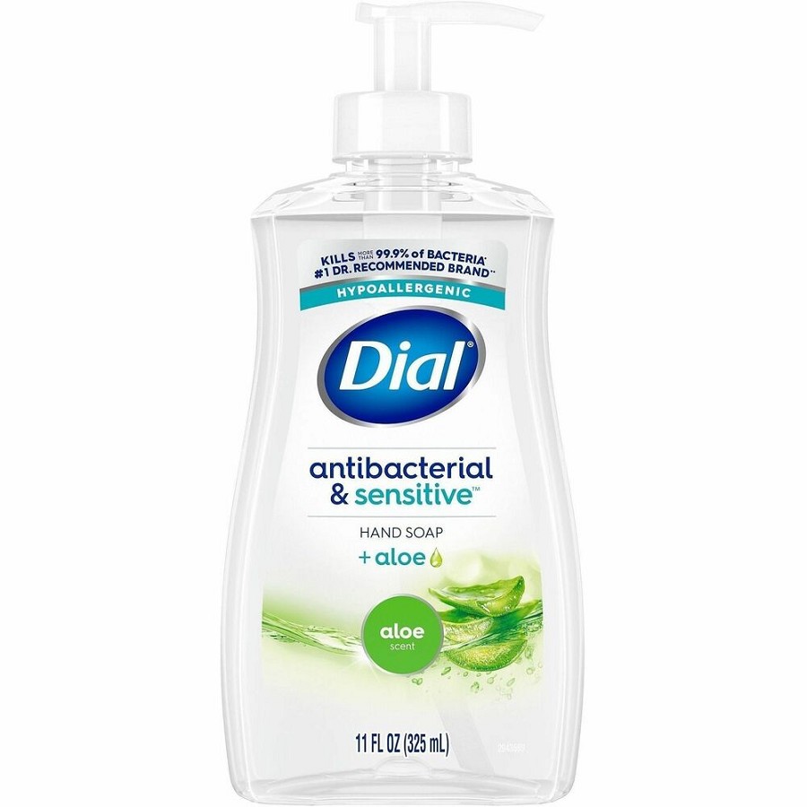 Dial Sensitive Skin Antibacterial Soap - For Dry Skin - 11 fl oz - Pump Dispenser - Bacteria Remover - Hand, Commercial, Professional - Moisturizing - Antibacterial - Green - Recycled - Dye-free - 12 / Carton 