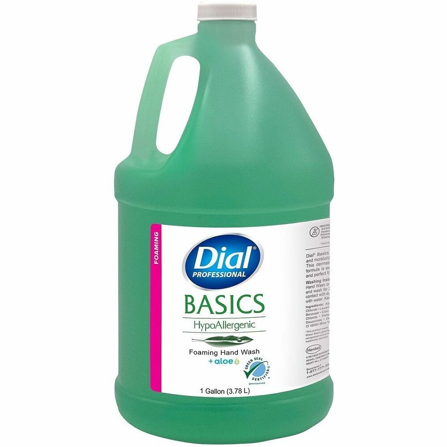 Dial Basics HypoAllergenic Foam Hand Soap - Aloe Scent - 1 gal - Hand, Commercial, Healthcare, School, Office, Restaurant, Daycare - Green - 4 / Carton 