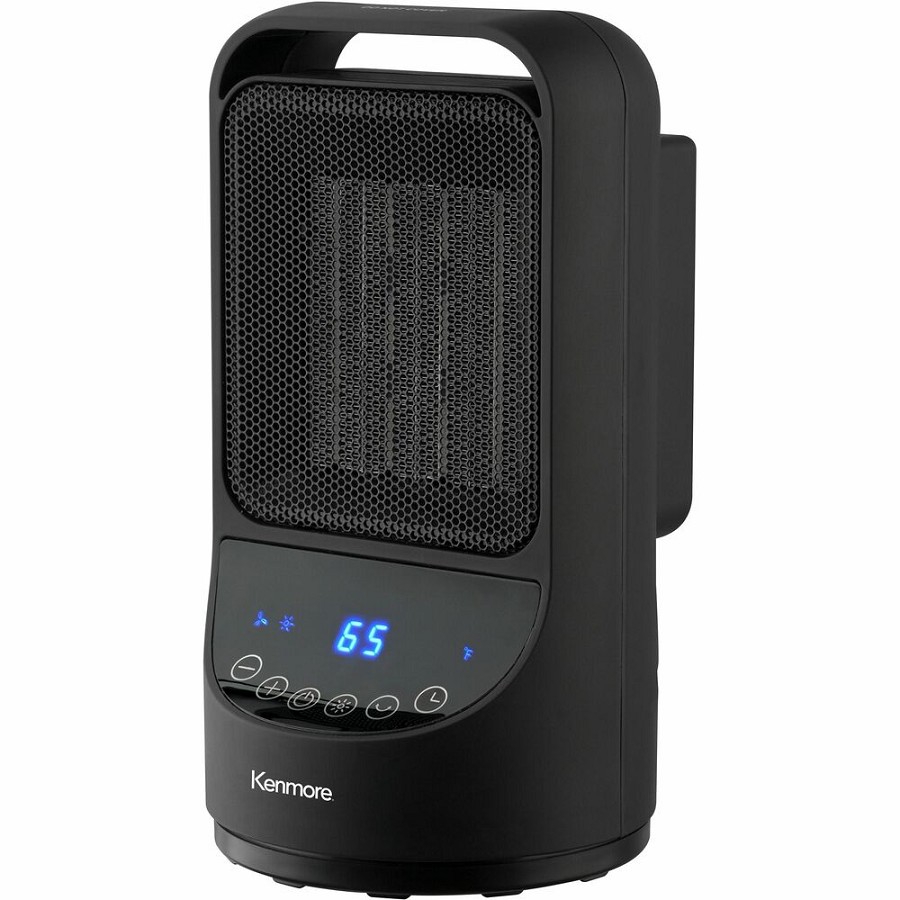 Kenmore 11-1/2' Portable Ceramic Heater - Ceramic - 3 x Heat Settings - Timer - Remote Control - Oscillation - Office, Room, Dorm - Portable - Black 