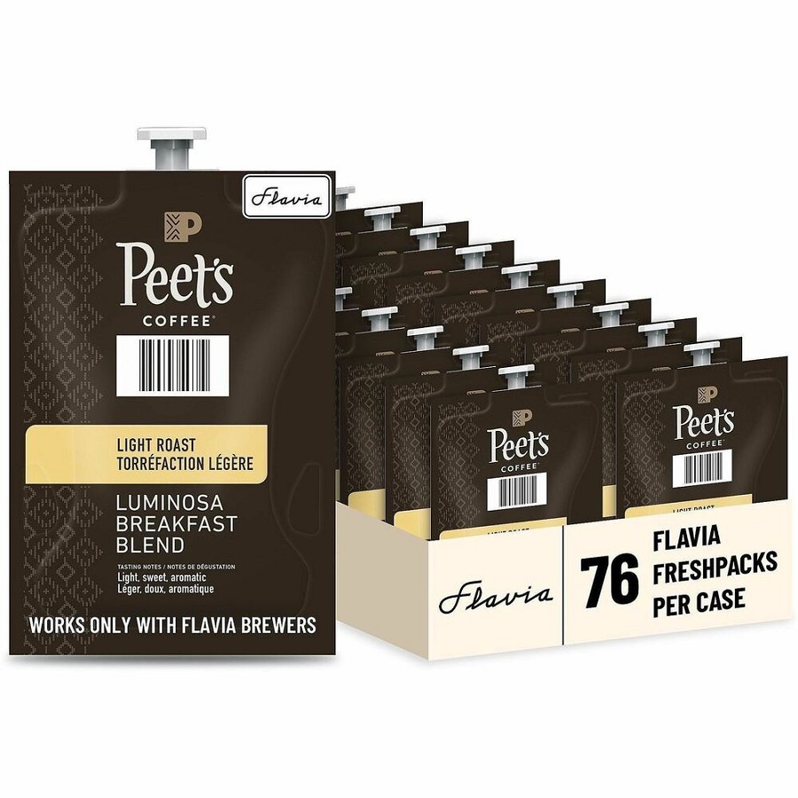 Flavia Freshpack Peet's Cafe Colombia Luminosa Coffee - Compatible with Flavia - Hot Coffee - Light - Freshpack - Colombia Luminosa, Breakfast Blend - Kosher - 76 / Carton 