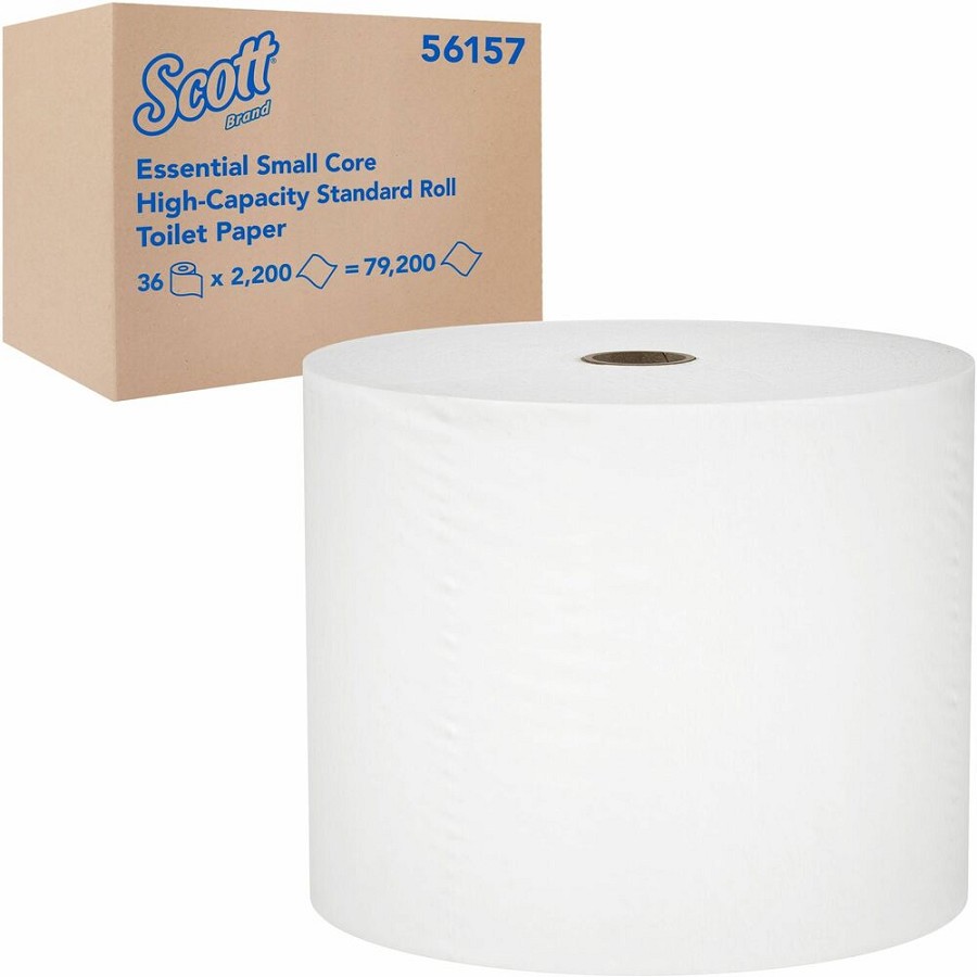 Scott Essential Small Core Toilet Paper - 1 Ply - 2200 Sheets/Roll - White - 36 / Carton 