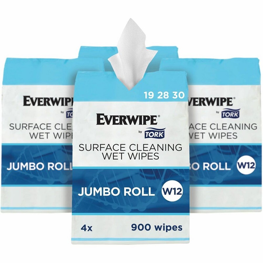 TORK Everwipe Surface Cleaning Wet Wipes - For Multipurpose - Wipe - 6' Length x 8' Width - Deodorize, Disposable, pH Balanced - White - 900 Sheets - 2 / Carton 