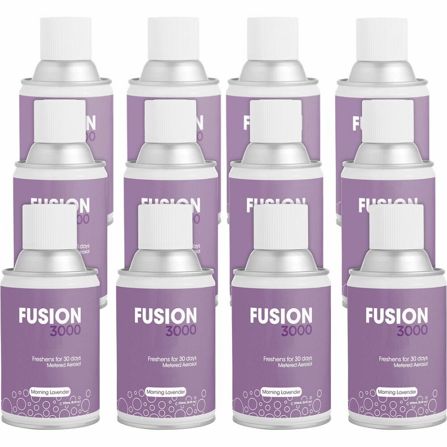Fresh Products Fusion 3000 Metered Aerosols - 6000 ft³ - Morning Lavender - 30 Day - Odor Neutralizer, VOC Compliant - 12 / Carton 
