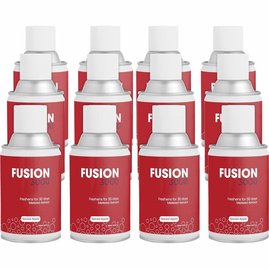 Fresh Products Fusion 3000 Metered Aerosols - 6000 ft³ - Spiced Apple - 30 Day - Odor Neutralizer, VOC Compliant - 12 / Carton 