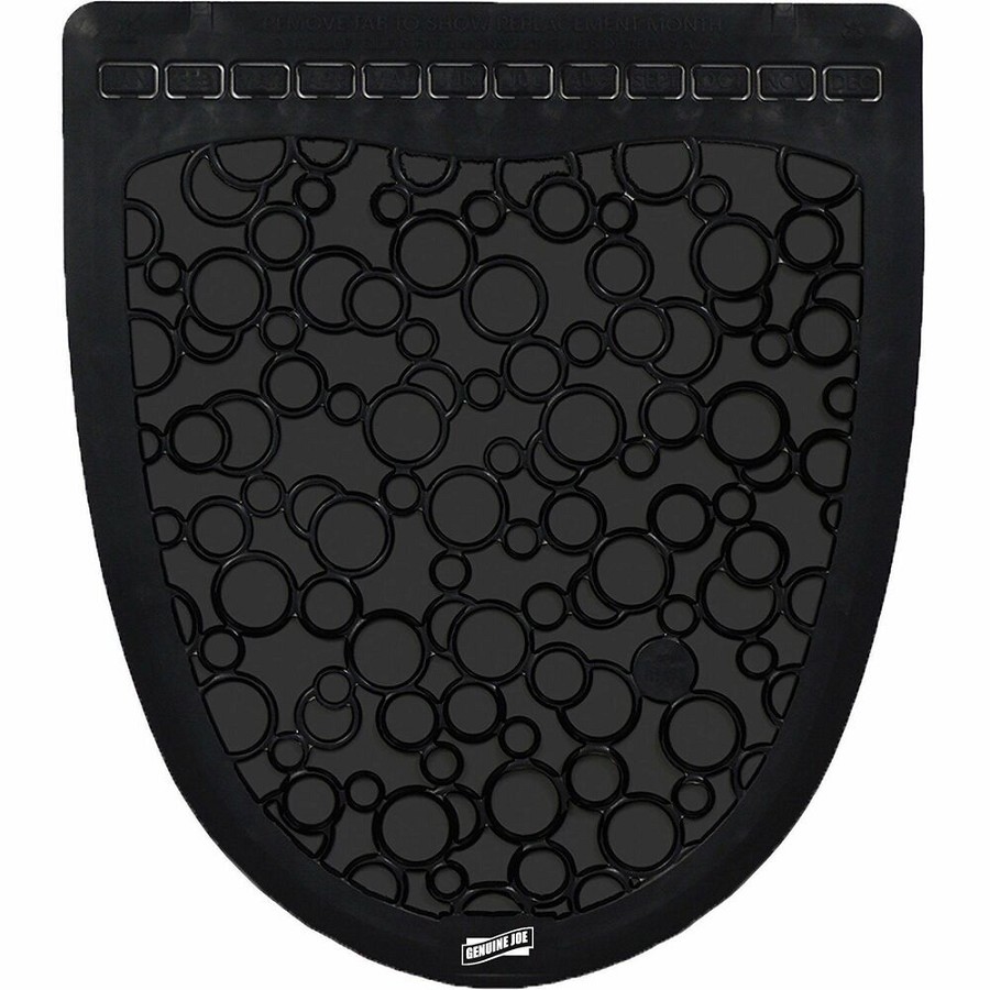 Genuine Joe Deodorizing Urinal Mats - Urinal, Restroom - 18.75' Width x 20.380' Depth - Black - 6 / Carton 