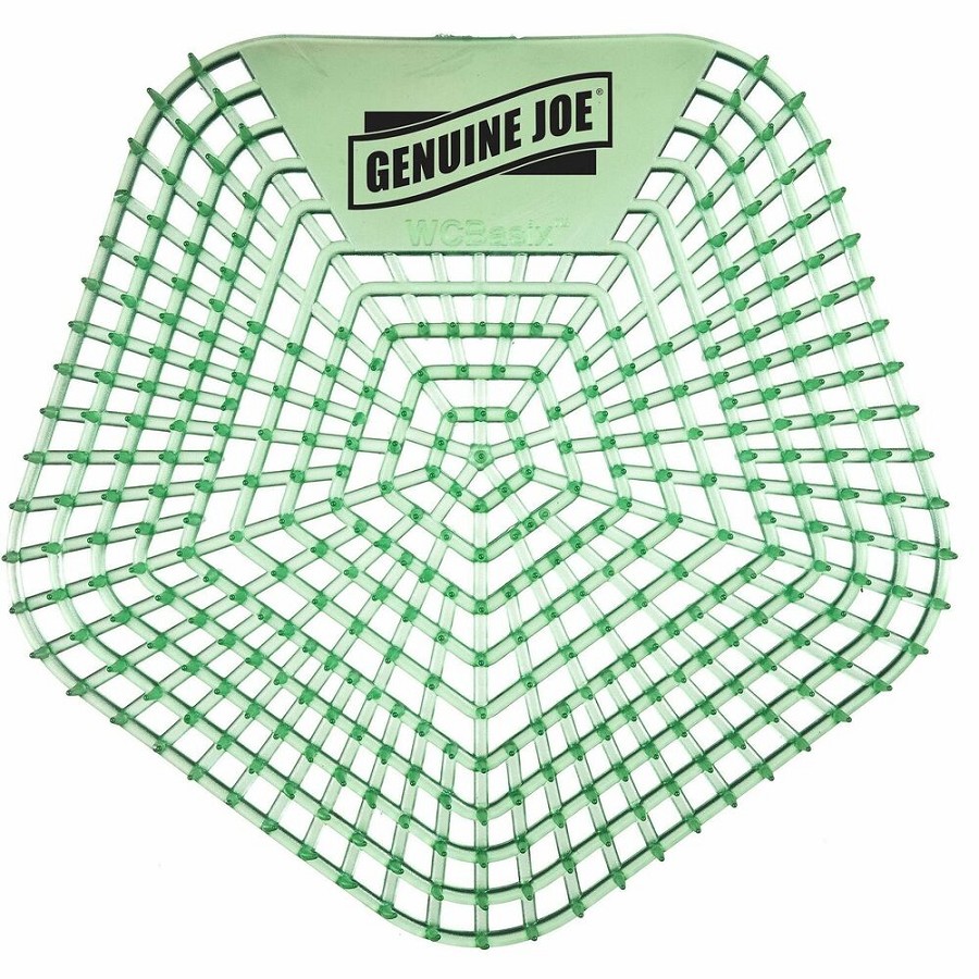 Genuine Joe Urinal Screens - Lasts upto 30 Days - Dual Sided Design - 10 / Carton - Green 