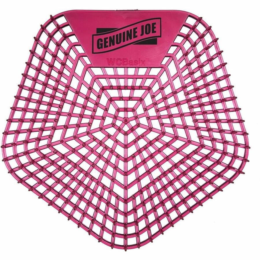 Genuine Joe Urinal Screens - Lasts upto 30 Days - Dual Sided Design - 10 / Carton - Red 