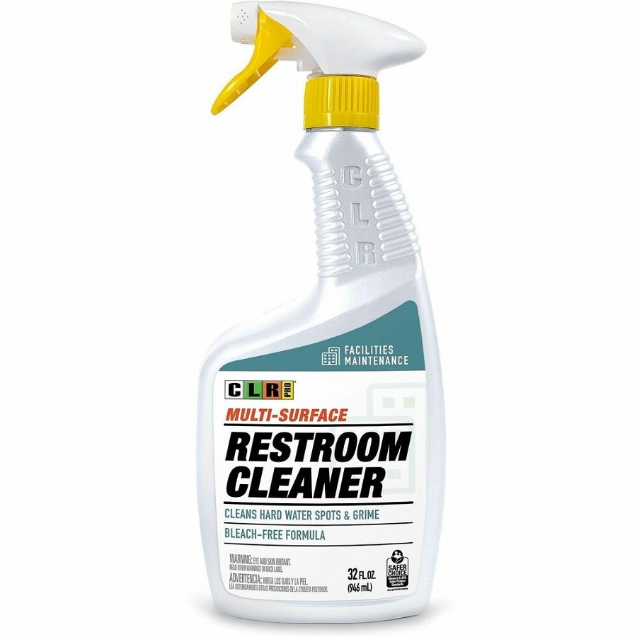 CLR Pro Restroom Cleaner - For Multi Surface, Multipurpose - Spray, Liquid - 32 fl oz (1 quart) - 2.4 to 2.7 pH - Clean Floral Scent - Recommended For: Dirt Remover, Calcium Deposit Remover, Limescale Remover, Hard Water Deposit Remover, Soap Scum Remover 