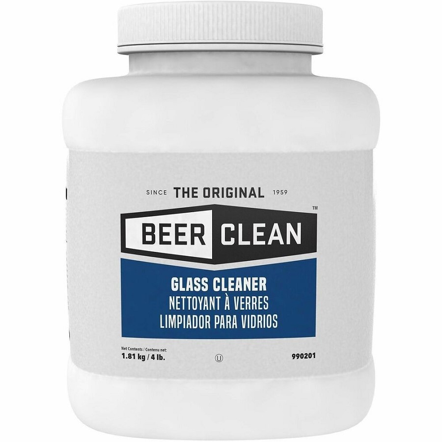 Beer Clean Glass Cleaner - For Glassware, Glass, Counter, Bar - Concentrate - Powder - 64 oz (4 lb) - 9.45 pH - Recommended For: Odor Remover, Residue Remover - Residue-free, Kosher, Odorless, Easy to Use - White - 2 / Carton 