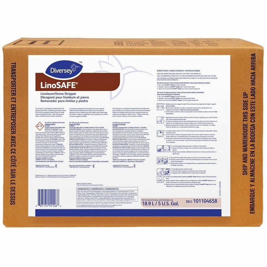 Diversey Linoleum/Stone Stripper - For Multi Surface - Liquid - 640 fl oz (20 quart) - 9.8 pH - Solvent Scent - Colorless - 1 Carton 