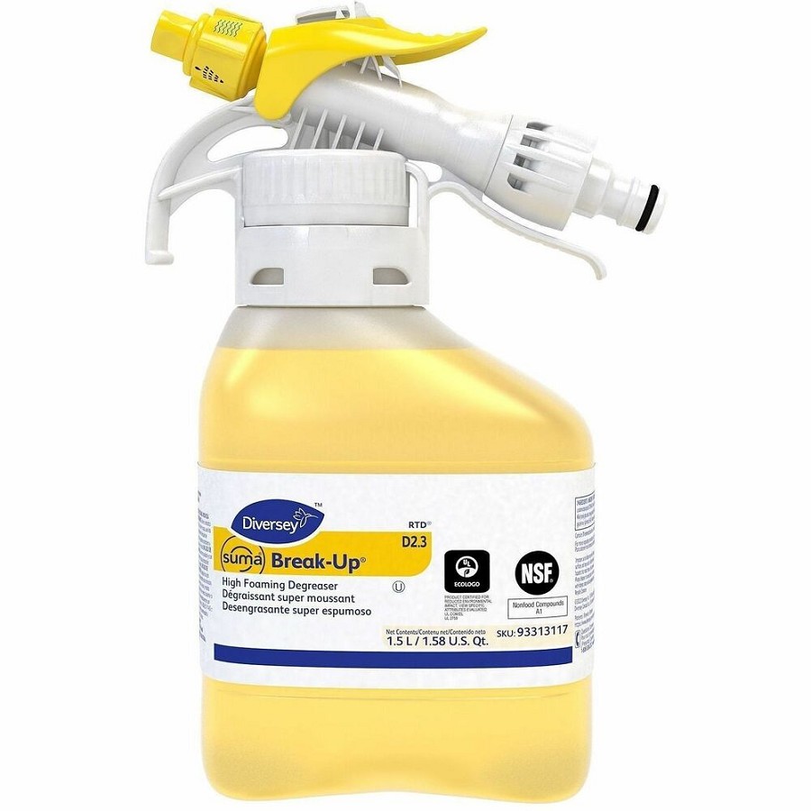Diversey Suma Break-Up High Foaming Degreaser - For Multipurpose - Concentrate - Foam Spray - 50.7 fl oz (1.6 quart) - 6.91 to 7.15 pH - Recommended For: Grease Remover, Food Soil Remover, Residue Remover, Protein Remover, Fat Remover - Long Lasting, Kosh 