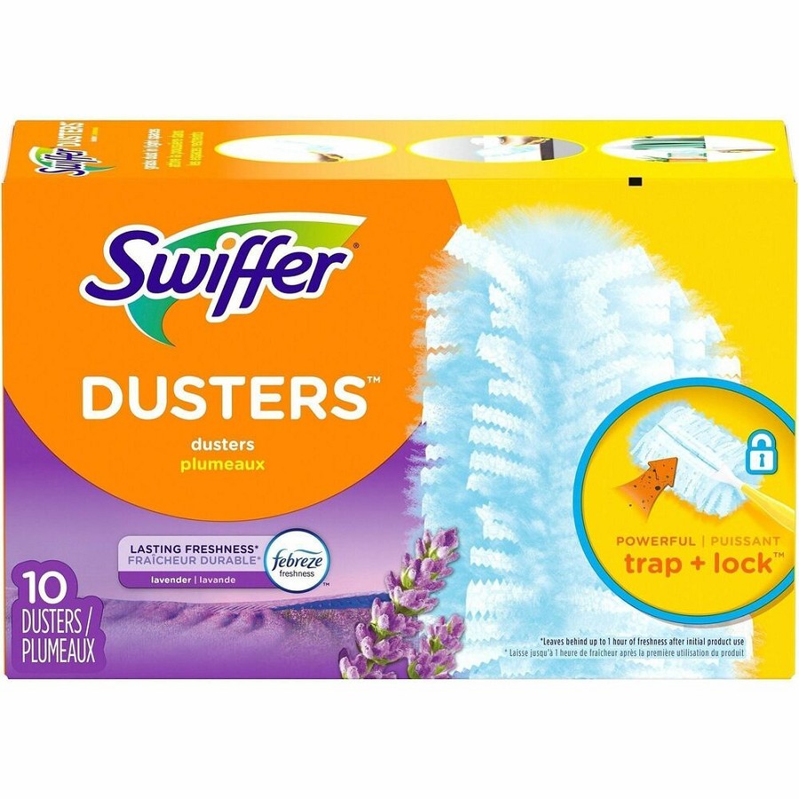 Swiffer Scented Duster Refills - Lavender Vanilla Scent - Lightweight - Fiber, Polyester, Polyethylene, Polypropylene - Yellow, Gold - 10/Box - 4 / Carton 