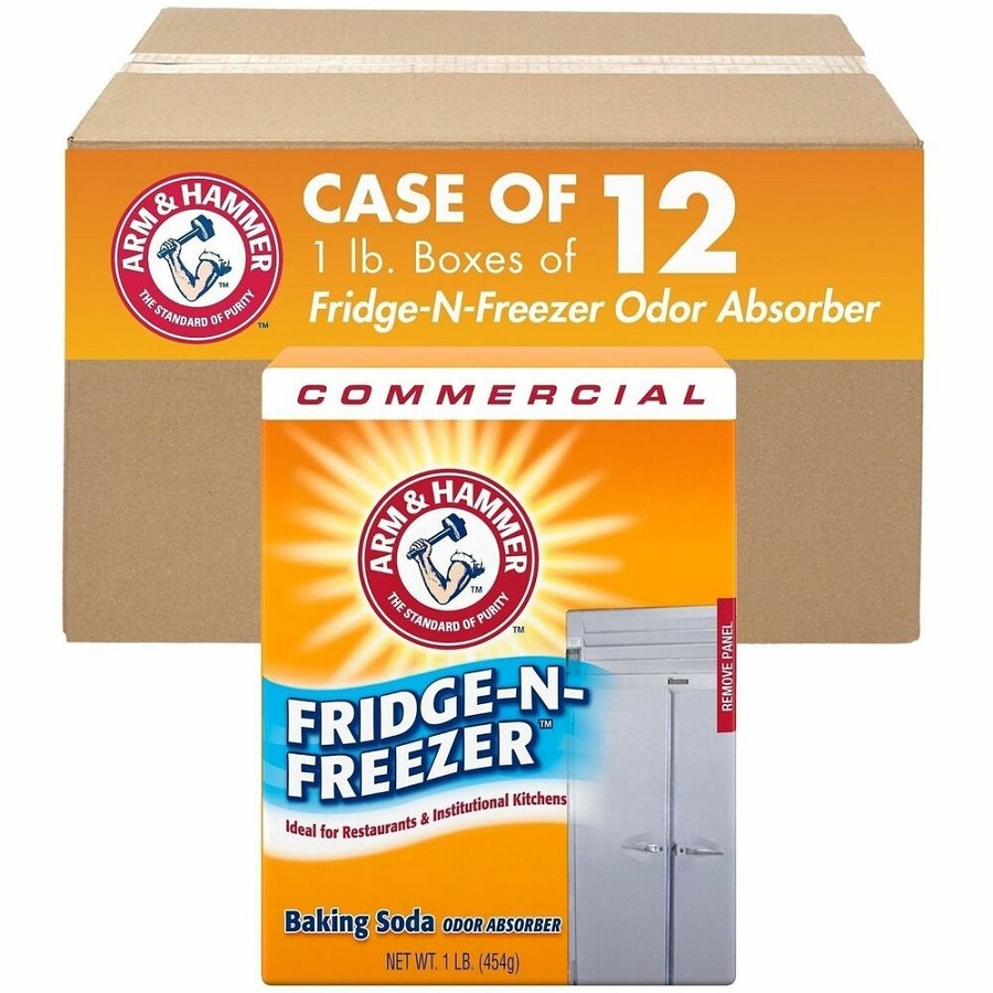 Arm & Hammer Commercial Fridge Odor Absorber - For Refrigerator, Restaurant, Kitchen, Commercial - 16 oz (1 lb) - Chemical-free, Spill Resistant, Unscented, Environmentally Friendly - Orange - 12 / Carton 