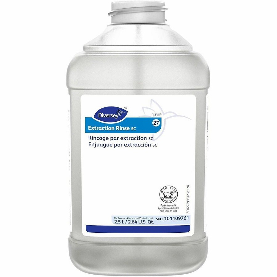 Diversey Carpet Extraction Rinse - For Wool, Carpet - Concentrate - Liquid - 84.5 fl oz (2.6 quart) - 3.24 to 4.24 pH - Fruity Floral, Fruity Scent - Recommended For: Residue Remover, Hard Water Deposit Remover, Salt Remover - Versatile, Residue-free, Str 