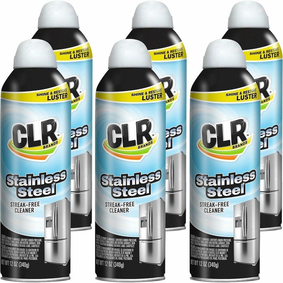 CLR Pro Stainless Steel Cleaner - For Multipurpose - Aerosol - 12 fl oz (0.4 quart) - Recommended For: Dirt Remover, Residue Remover, Fingerprint Remover, Streak Remover, Soil Remover - Easy to Use - Colorless - 6 / Carton 
