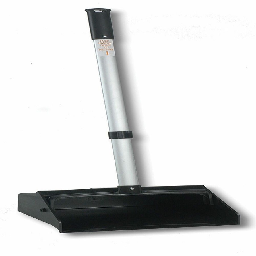 Genuine Joe Lobby Dust Pan - 11.50' Wide - 30' Aluminum Handle - Black, Silver - 6 / Carton 