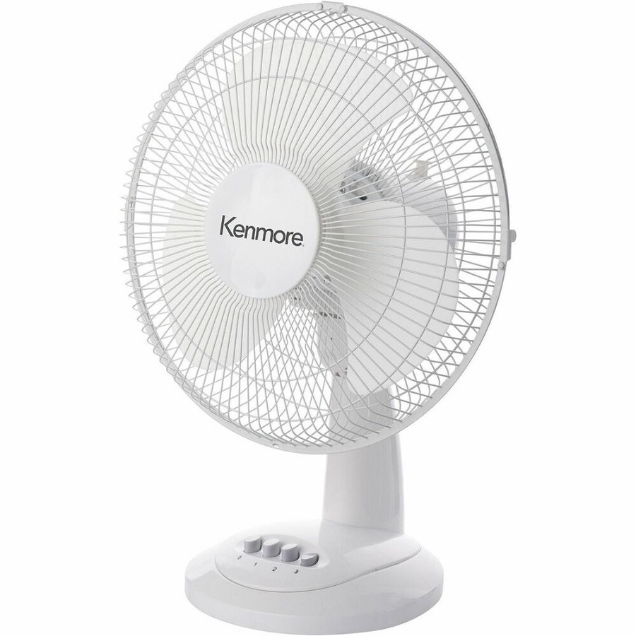 Kenmore 12' Desk Fan - 3 Speed - Oscillating, Air Circulation - White - 1 Each 
