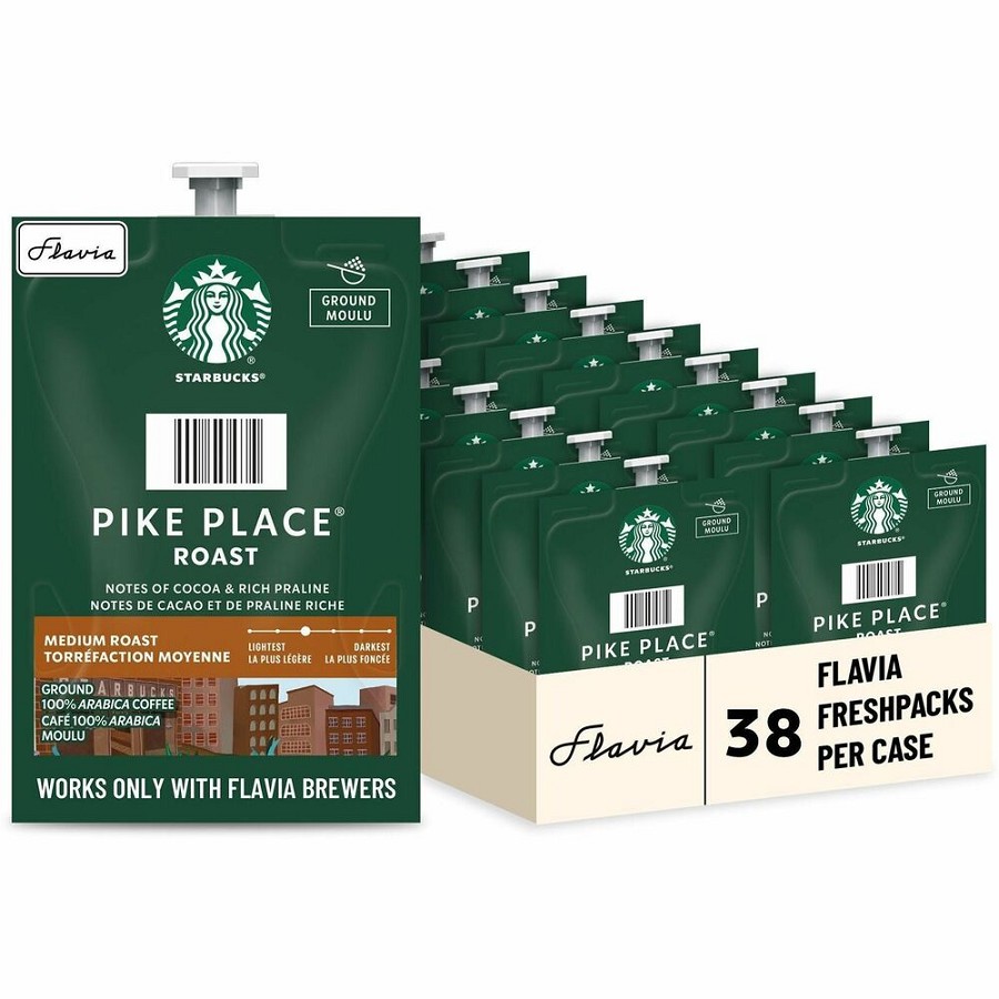 Flavia Freshpack Starbucks Pike Place Roast Coffee - Compatible with Flavia - Hot Coffee - Medium - 0.3 oz - Freshpack - Pike Place - Kosher - 38 / Carton 