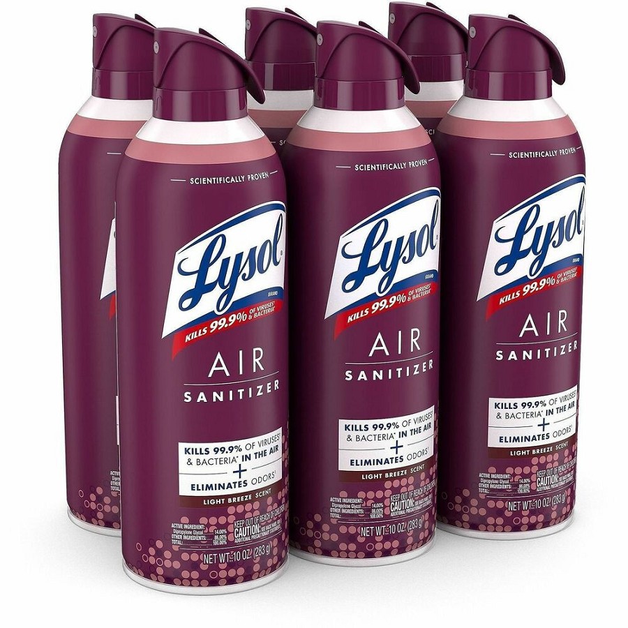 Lysol Air Sanitizer - Spray - 10 fl oz (0.3 quart) - Light Breeze - Odor Neutralizer - 6 / Carton 