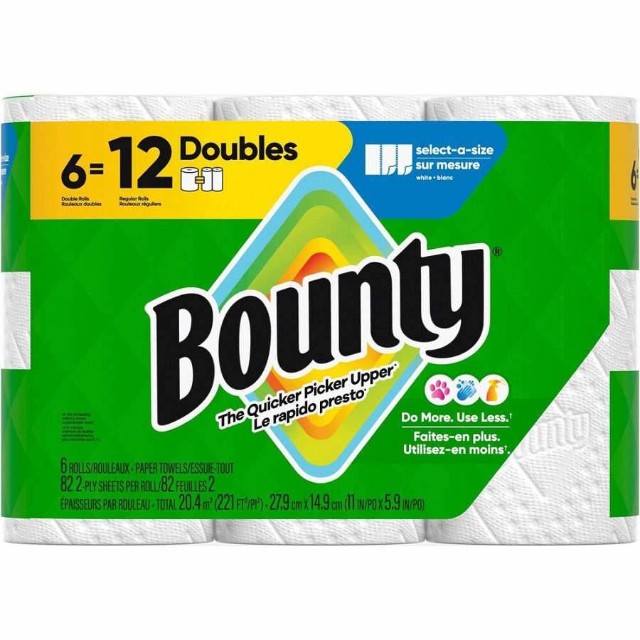 Bounty Select-A-Size Paper Towels - 2 Ply - 82 Sheets/Roll - Diamond Texture - Green - PaperRoll - 82/Roll - 6 / Carton 